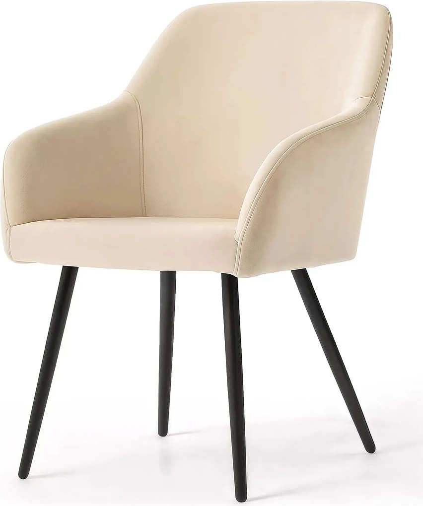 Zestaw 4 beżowych krzeseł tapicerowanych welurem - Terviso 2X