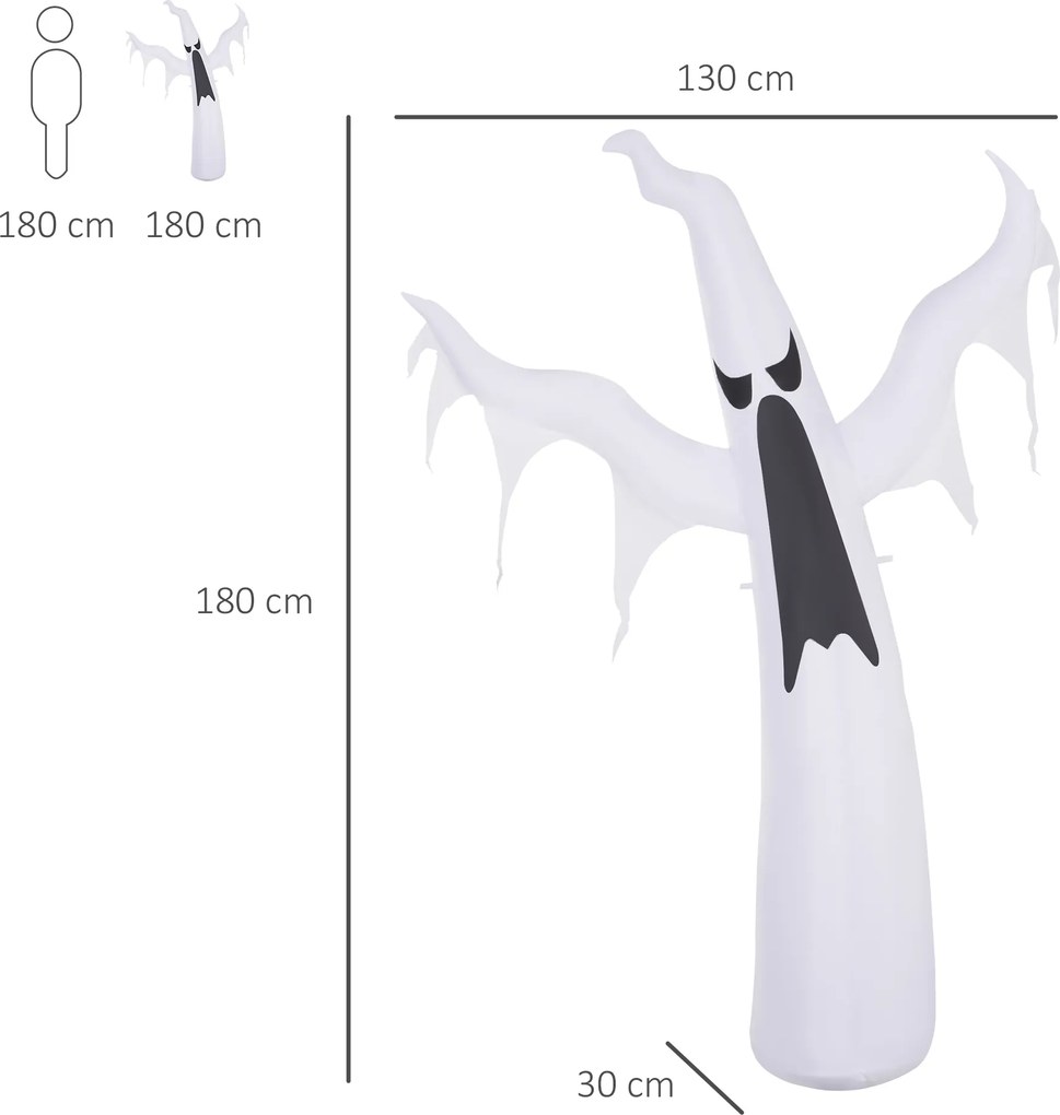 Homcom® Dekoracja Na Halloween Dmuchany Duch Led Białe Światło
