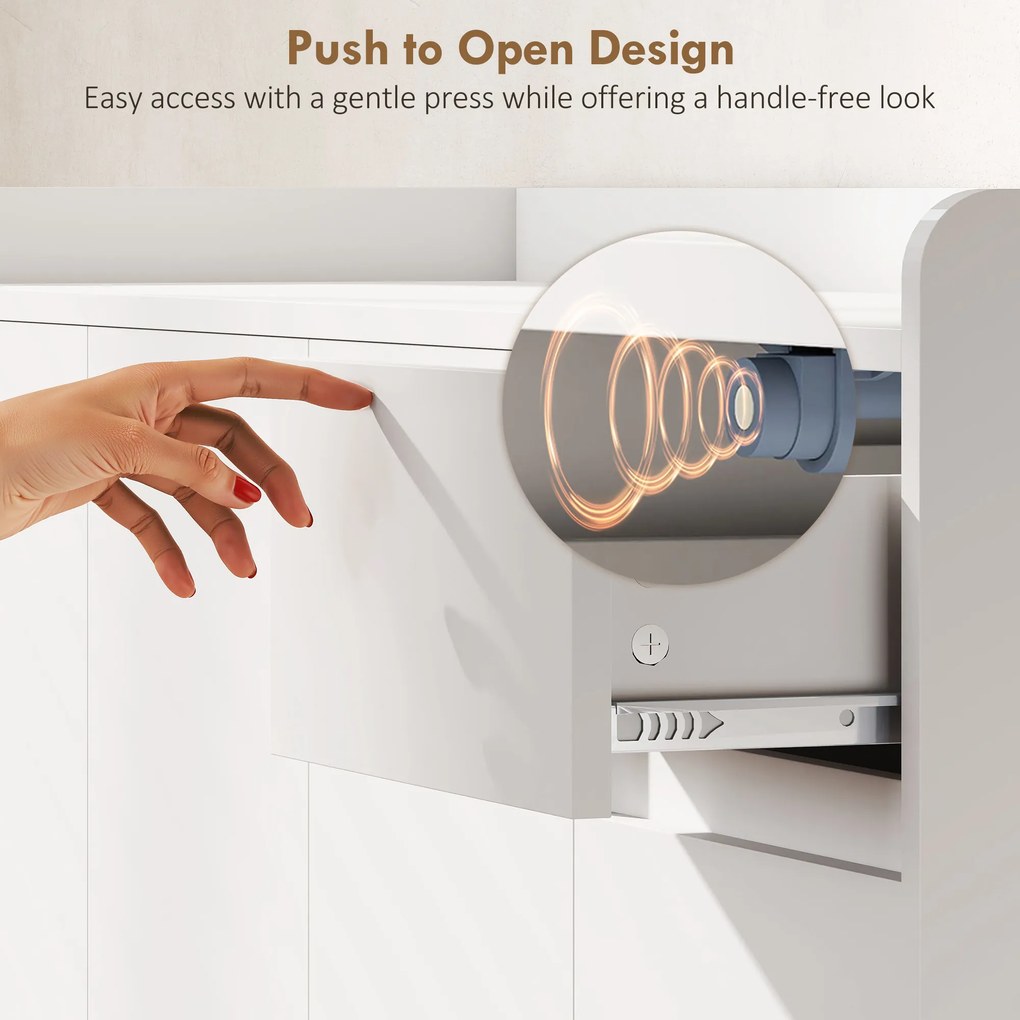 HOMCOM Szafka na buty z bezuchwytowym designem, 4 drzwi, 4 regulowane półki, wolnostojący regał na buty z 5 drewnianymi nogami, drewno, Biały