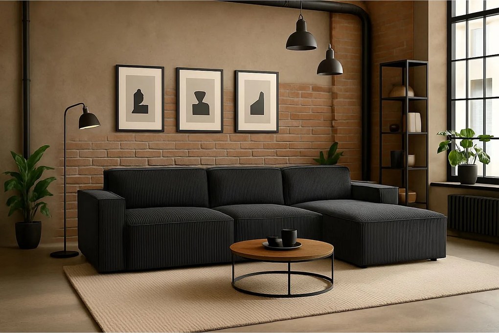 Narożnik w kształcie L Cursal, tkanina Poso, Szary, Prawy