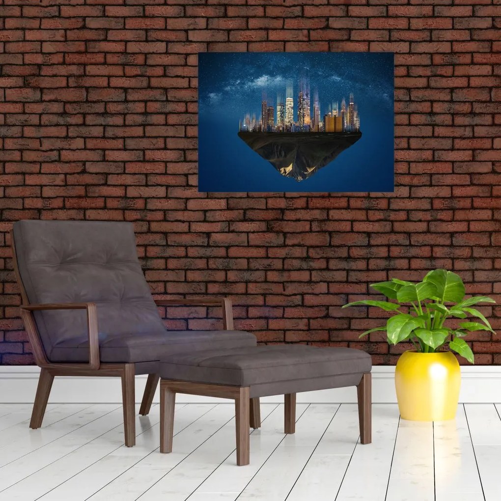 Obraz - Wielkie miasto unoszące się w kosmosie (70x50 cm)