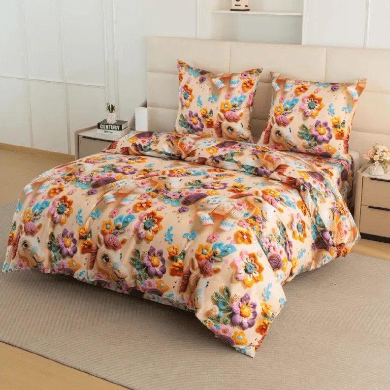 PrzytulneMieszkanie.pl PrzytulneMieszkanie.pl Dziecięca pościel z mikrofibry PONYBLOOM kolorowa Rozmiar pościeli: 70 x 80 cm | 140 x 200 cm