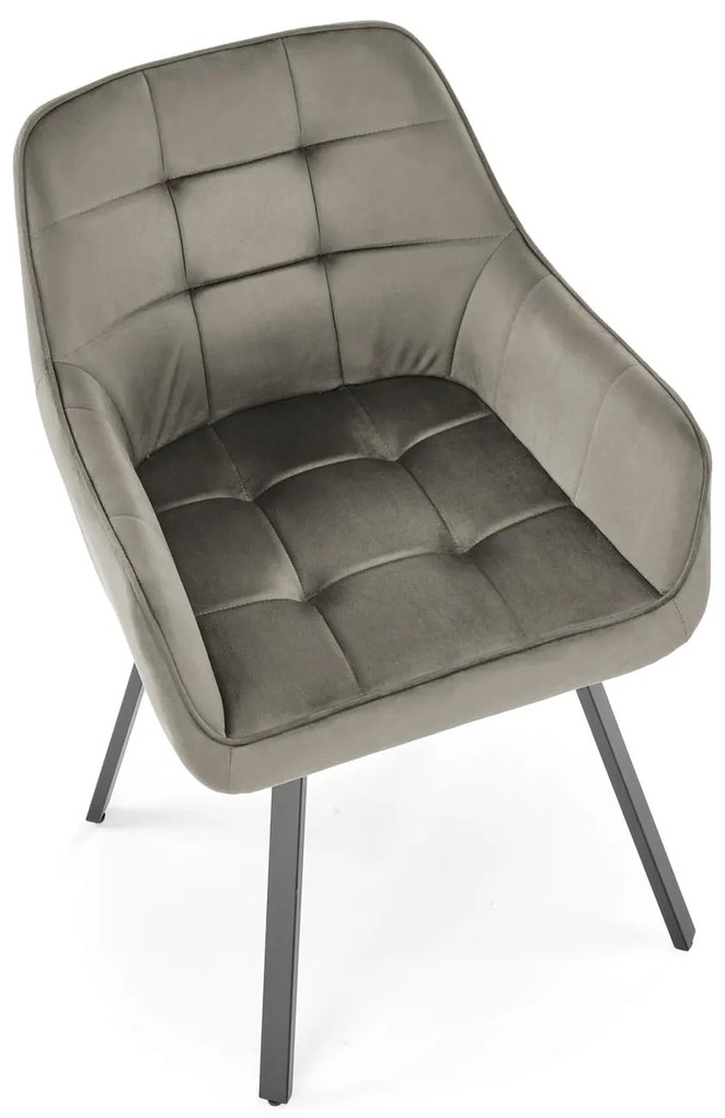 Krzesło do jadalni obrotowe z podłokietnikami beżowe welurowe K588