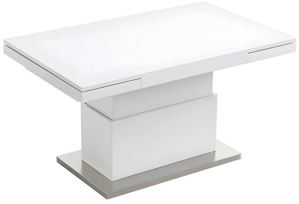 Ława LAURIA – 2 w 1 – podnoszona i rozkładana – MDF lakierowany – kolor biały