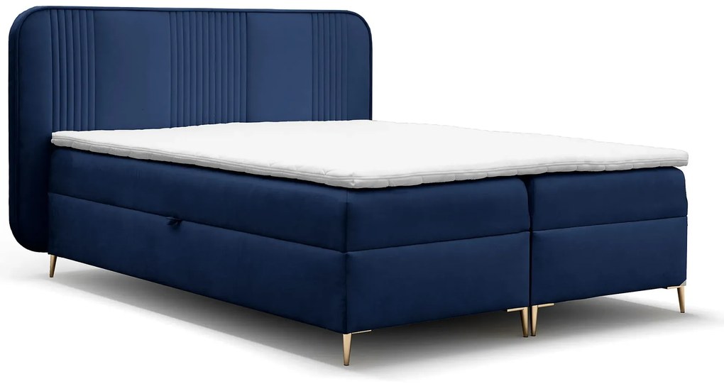 Granatowe welurowe łóżko kontynentalne 4 rozmiary S7-P29