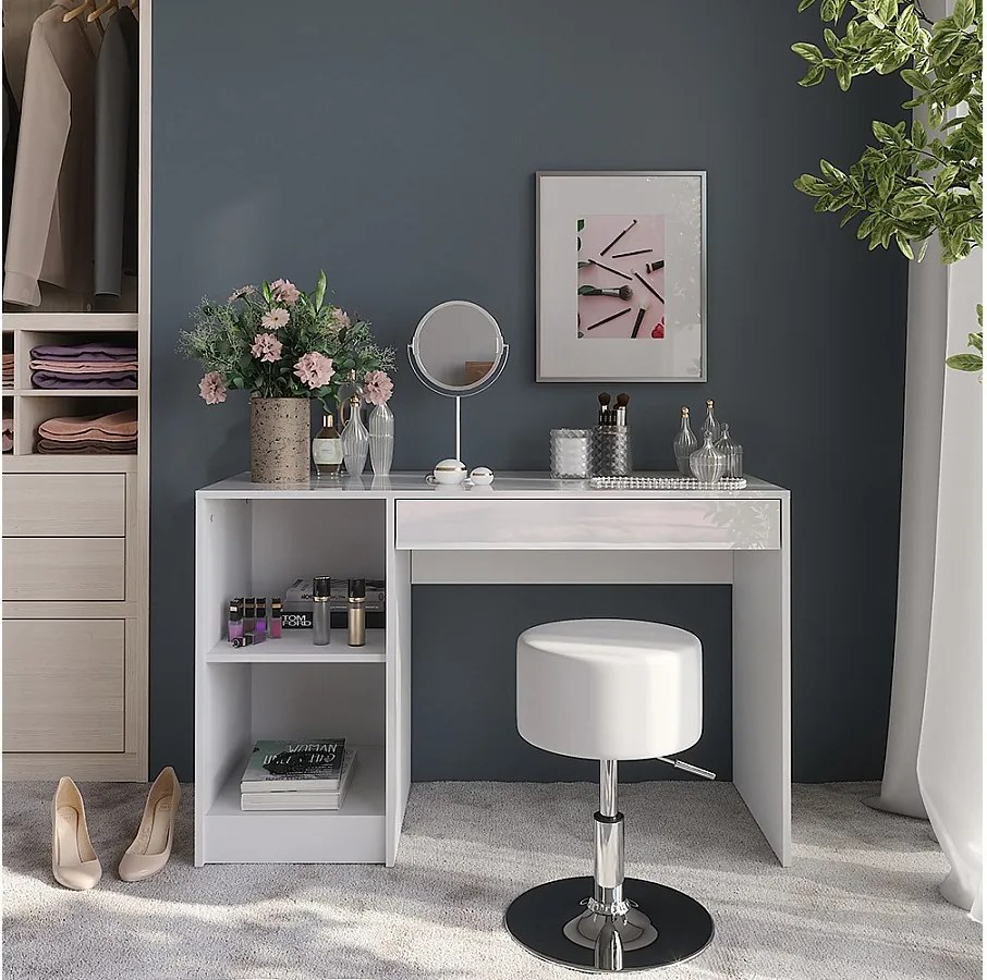 Stół toaletowy biały/biały wysoki połysk 119.8x50.1x76 sherry