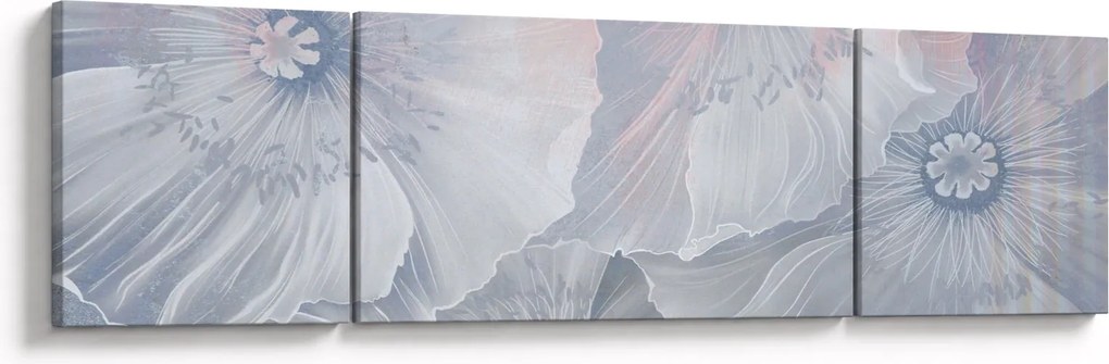 Obraz - Niebieskie kwiaty na ścianie (170x50 cm)