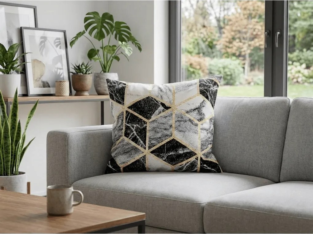 Bawełniana poszewka na poduszkę ATHENA POLY 45x45 cm, czarna