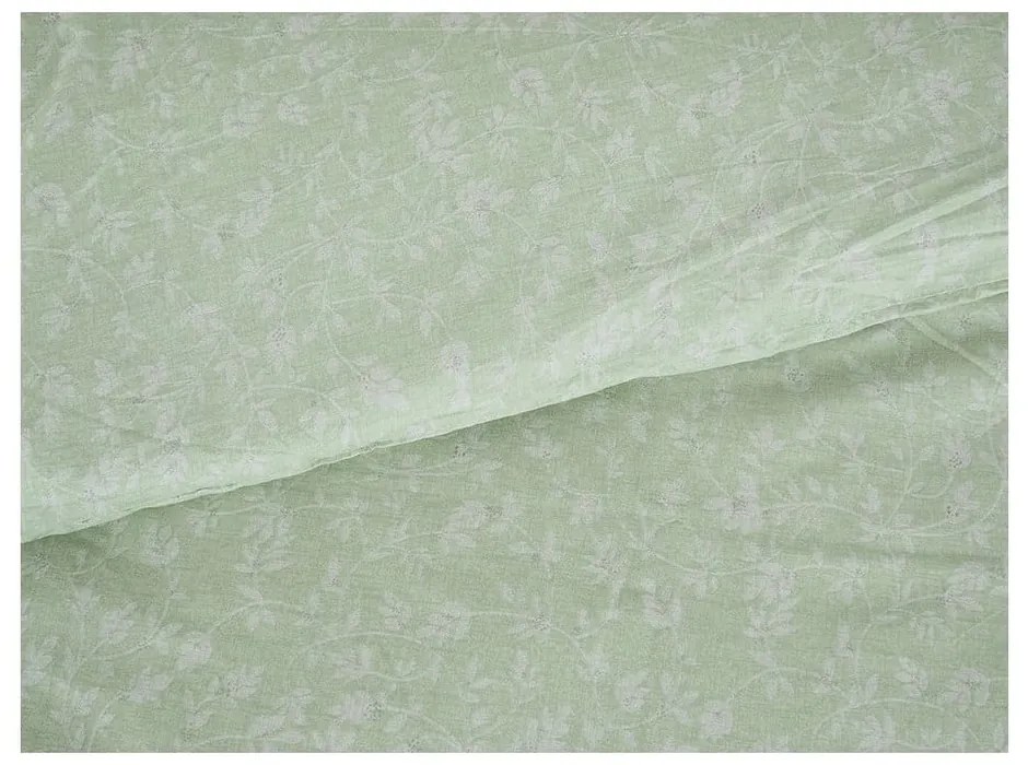 Zielona pościel jednoosobowa z kory 140x200 cm Green Flowers – B.E.S.