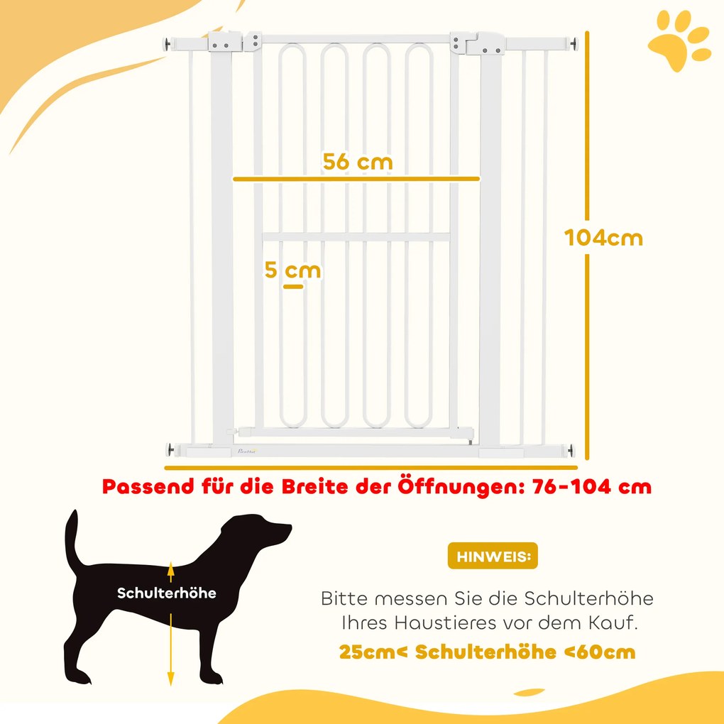 PawHut Bramka ochronna dla psów, 76-104 cm, bez wiercenia, bramka schodowa