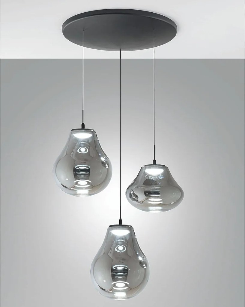 Lampa wisząca Deva Ø500 mm 42 W LED 4530 lm CCT 2700 K/3000 K/4000 K Ściemnialna metalowa rama i przydymione szkło borokrzemianowe - Deva