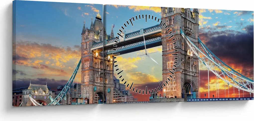 Obraz - Tower Bridge, Londyn, Anglia (z zegarem) (90x30 cm)