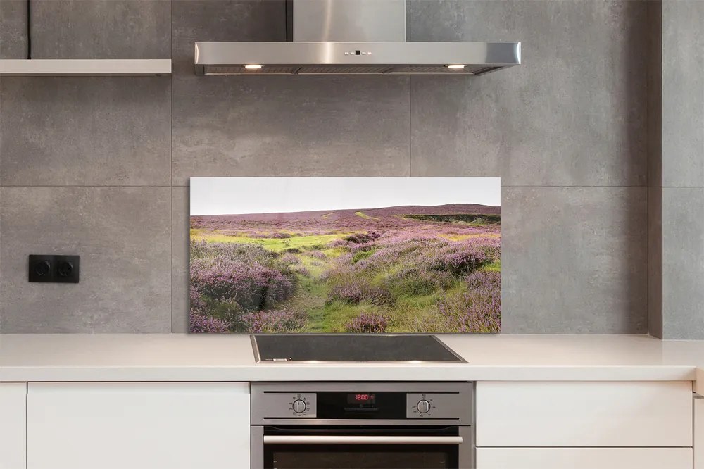 Szkło do Kuchni na Ścianę Morze Fioletowych Wrzosów