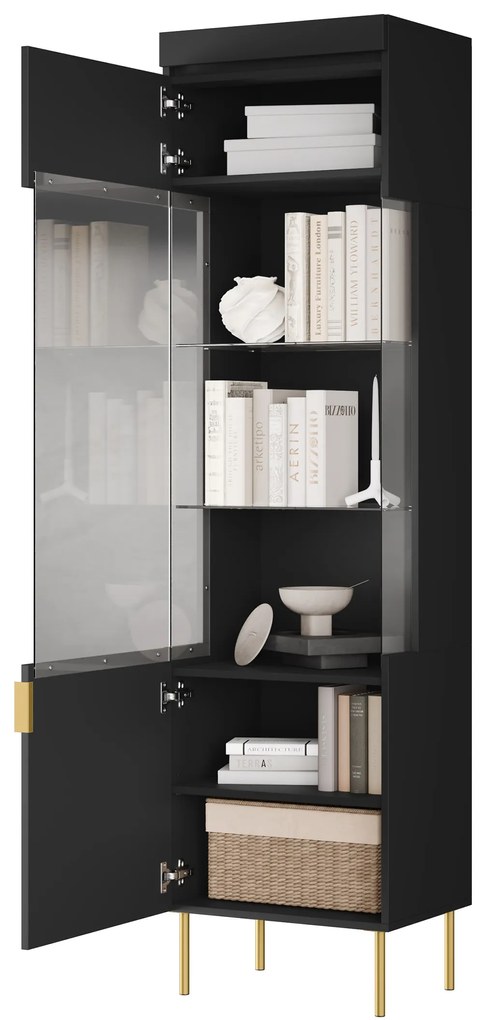 Witryna Sentia 1D do salonu - czarny / złoty