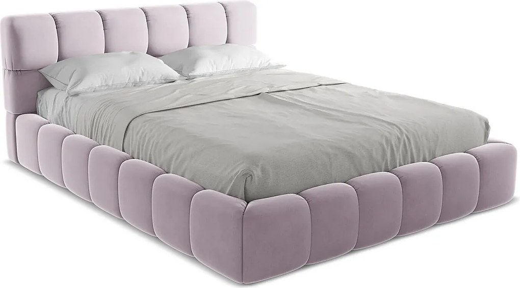 Łóżko 180 x 228 - z weluru - lawendowy - NALU