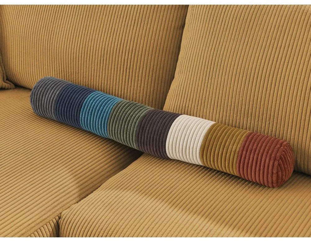 Musztardowa sztruksowa rozkładana sofa 225 cm Augustin – Bobochic Paris