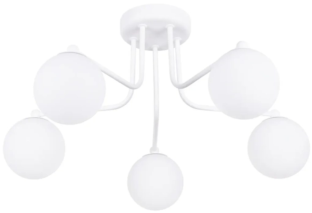 Biały pięciokloszowy żyrandol w stylu glamour - M056 - Ana