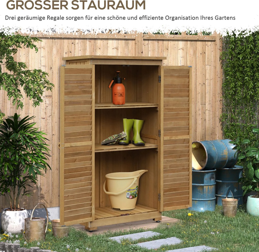 Outsunny® Drewniana Szafa Ogrodowa, Domek Narzędziowy Szopa Ogrodowa