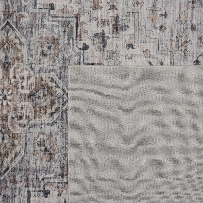 Dywan vintage INKA Klasyczny Medalion z Efektem Postarzenia Beżowo-Szary 80 cm x 250 cm