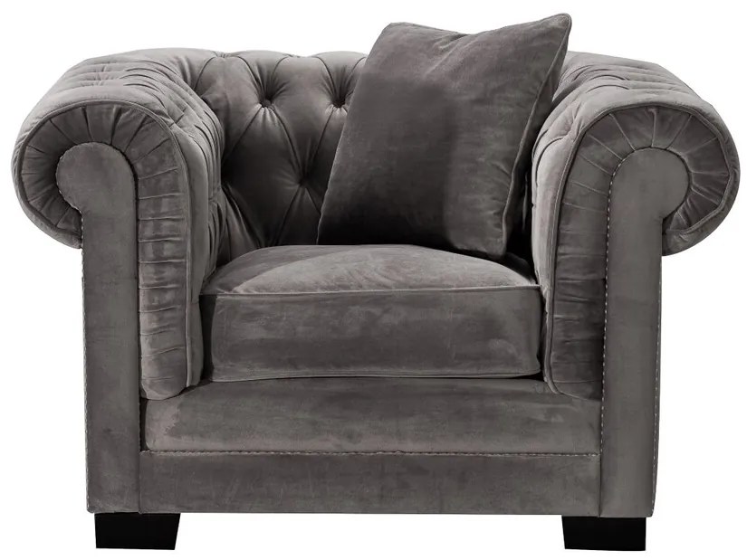 Fotel Chesterfield Classic Velvet Grey 118x96x77cm