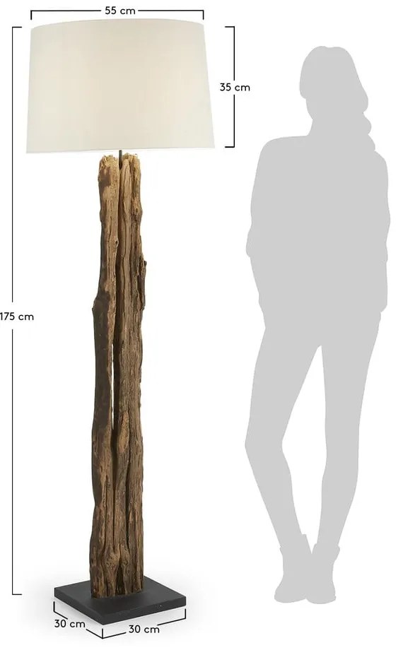 Biało-brązowa lampa stojąca z tekstylnym kloszem (wysokość 175 cm) Powell – Kave Home