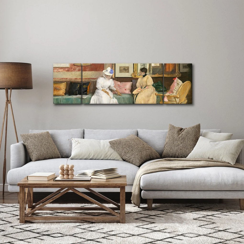 Obraz - William Merritt Chase, A Friendly Call, reprodukcje (170x50 cm)
