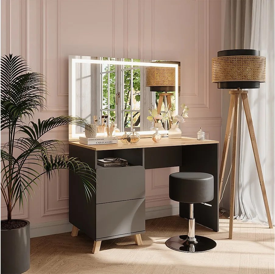 Stół do toalety antracyt/artisan 110x55x75 karen