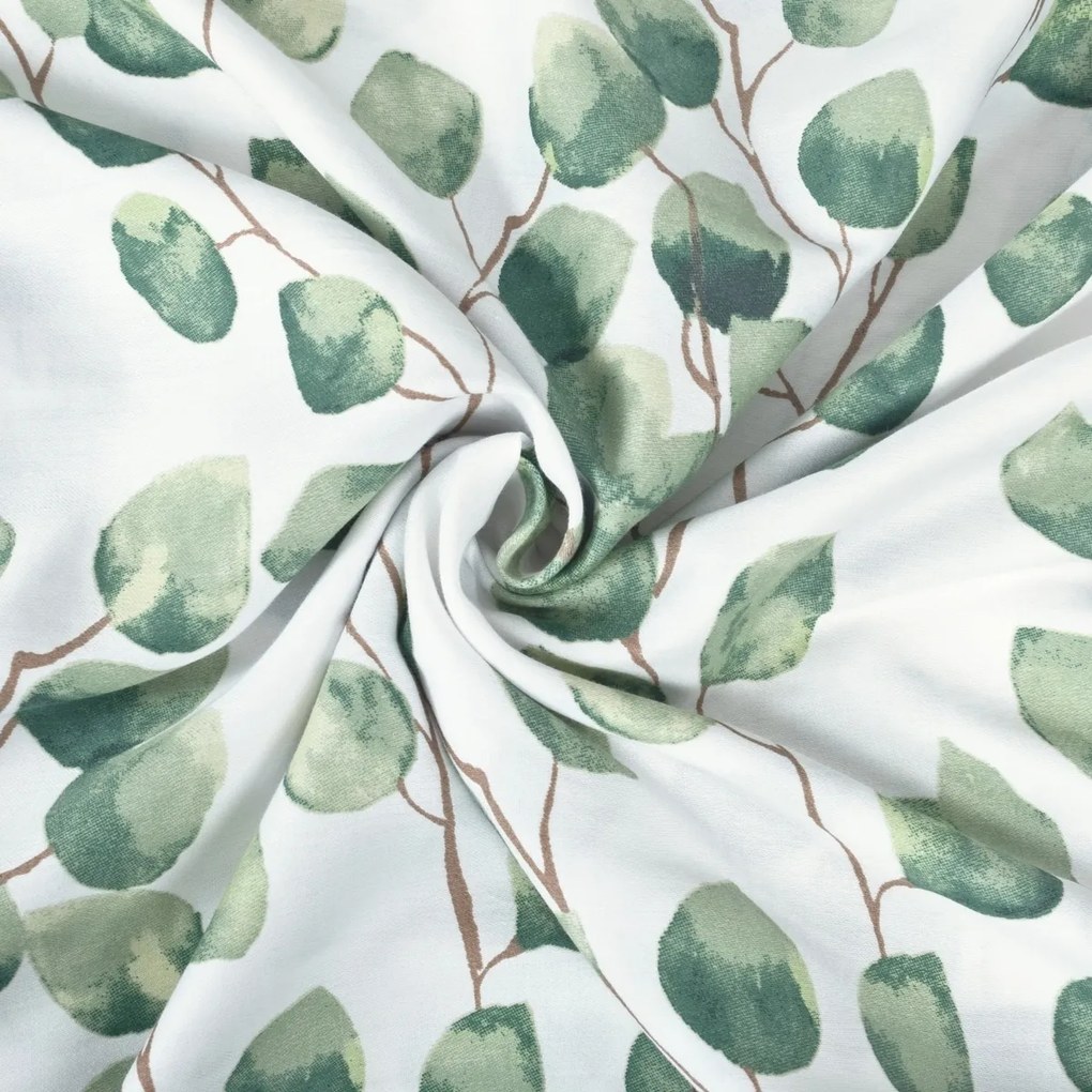 Matex Pościel satynowa Liście eukaliptusaakwarela, 140 x 200 cm, 70 x 90 cm