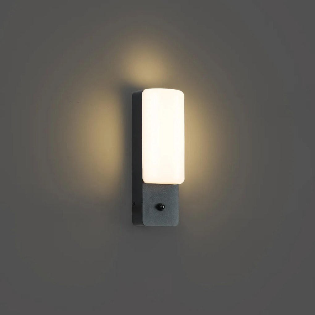 Lampa ścienna zewnętrzna czarna z czujnikiem zmierzchu, w zestawie LED - Shift