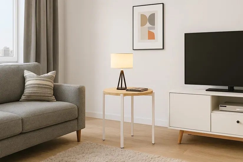 Nowoczesny okrągły stolik kawowy dąb artisan T7-R08