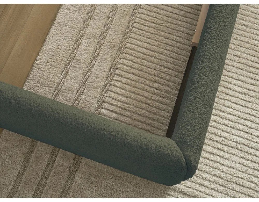 Ciemnozielone tapicerowane łóżko dwuosobowe ze schowkiem/bez zagłówka ze stelażem 160x200 cm Inera – Bobochic Paris