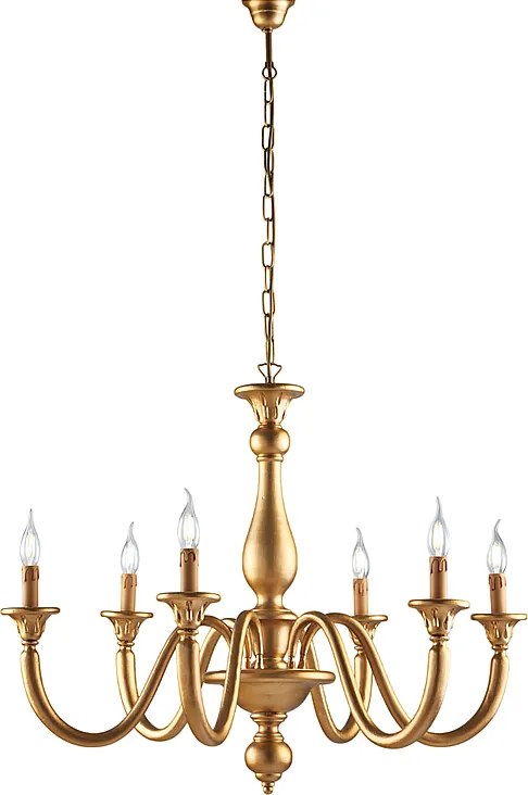 Żyrandol Lucca Antique Gold Wood 6 świateł 129 Ø86 BL271-6-OR