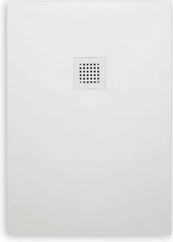 Brodzik prostokątny cienki biały "Milano" z żywicy imitującej kamień, antypoślizgowy, 70x100h cm