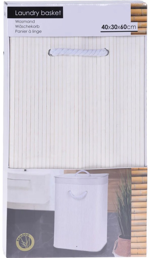 Bambusowy kosz na pranie z pokrywą NATURAL, 60 l