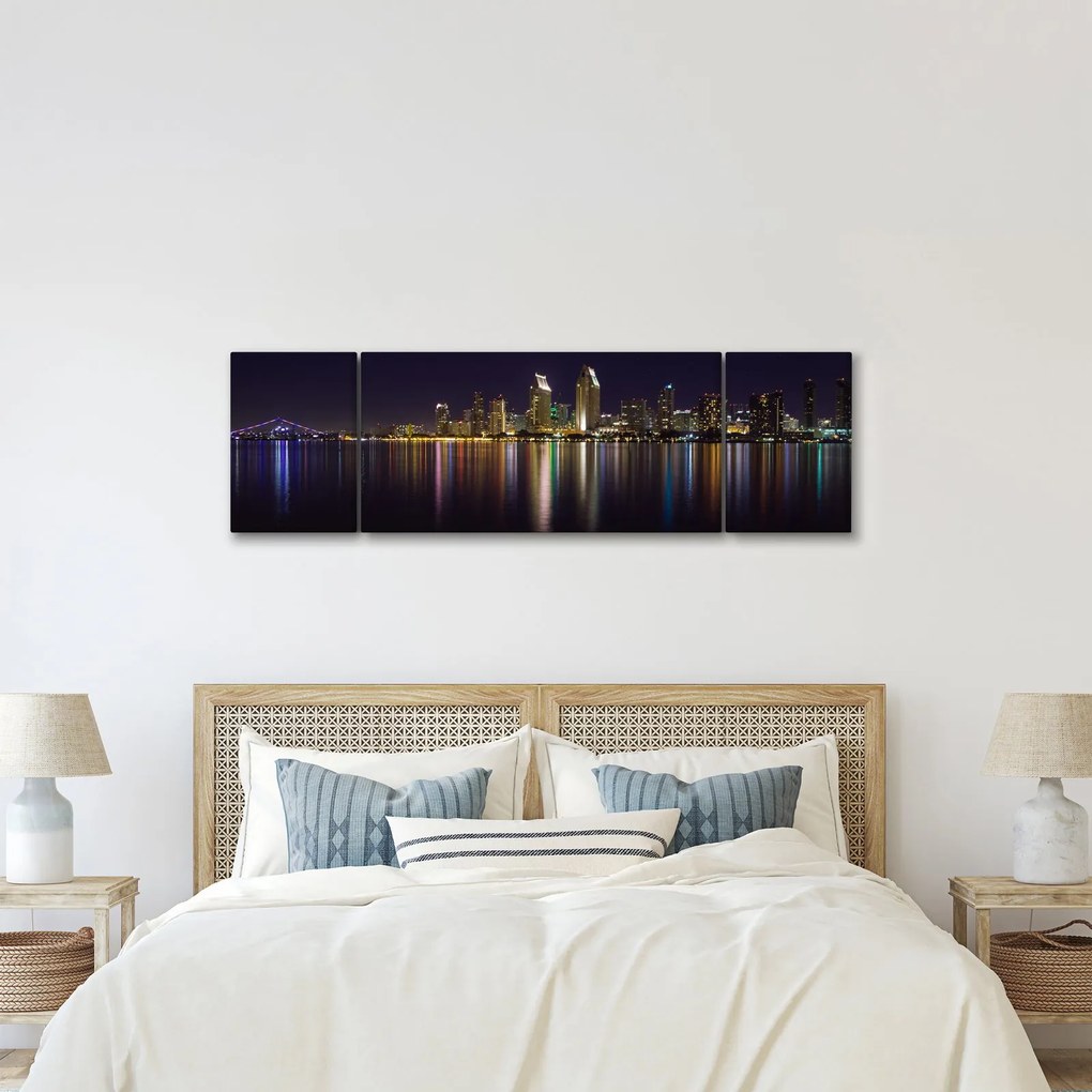 Obraz miasta nocą (170x50 cm)