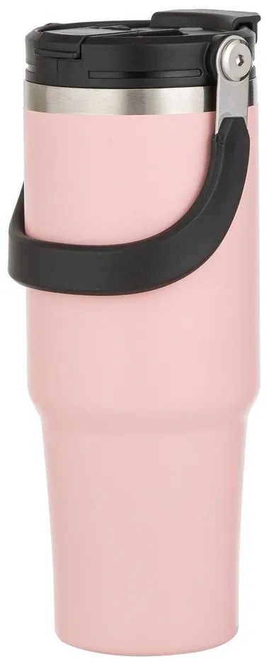 Jasnoróżowa podróżna butelka ze stali nierdzewnej 1 l Eco – Ladelle