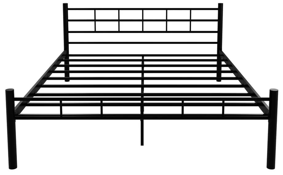 Czarne metalowe łóżko dwuosobowe ze stelażem 160x200 cm K70 – Kalune Design