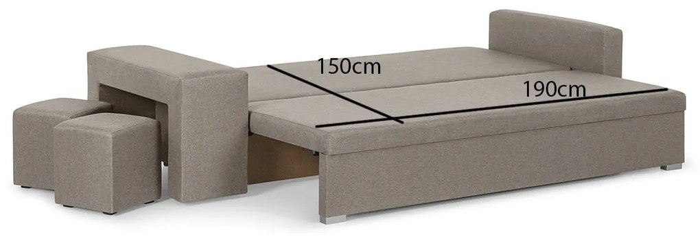 Kanapa sofa 3 os z funkcją spania MILO2 Beżowy