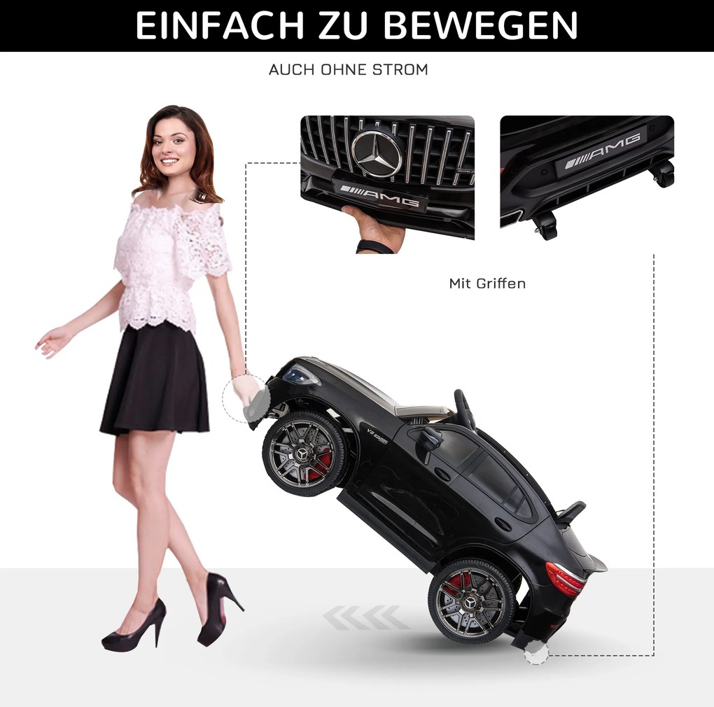 Mercedes-Benz Elektryczny Samochód Dla Dzieci Z Pilotem MP3 Bezpieczny Dla 3-8 Lat Dostępny w Czarnym i Białym | Aosom PL