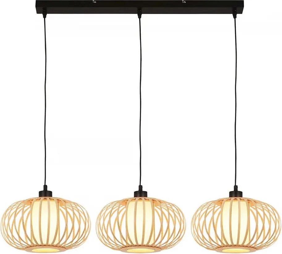 Briloner 4759031 - Żyrandol na lince 3xE27/10W/230V czarny/bambus