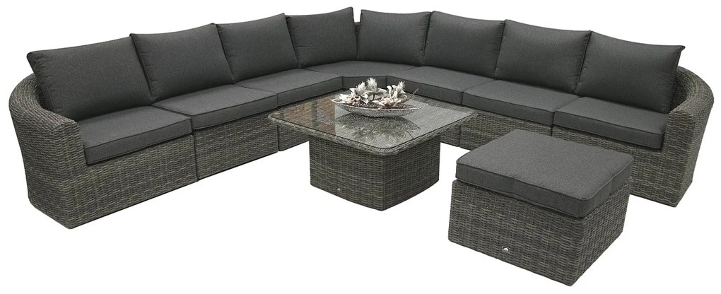 Rattanowy zestaw modułowy BORNEO LUXURY dla 8 osób (szary)