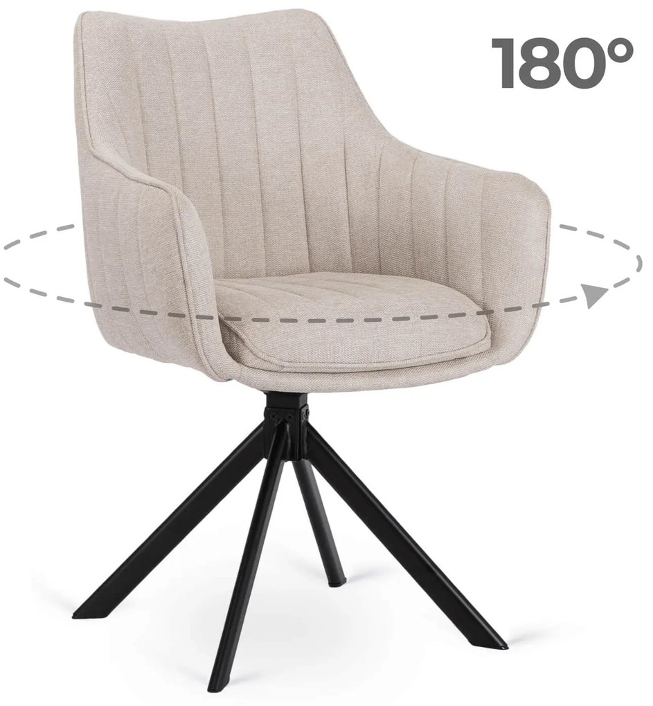 Krzesło Tapicerowane Obrotowe do Salonu MUMBAI Kremowe Nowoczesne