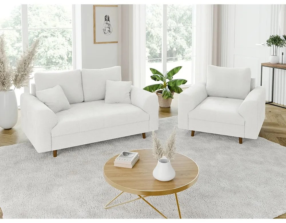 Biała sofa z materiału bouclé 150 cm Ariella – Ropez