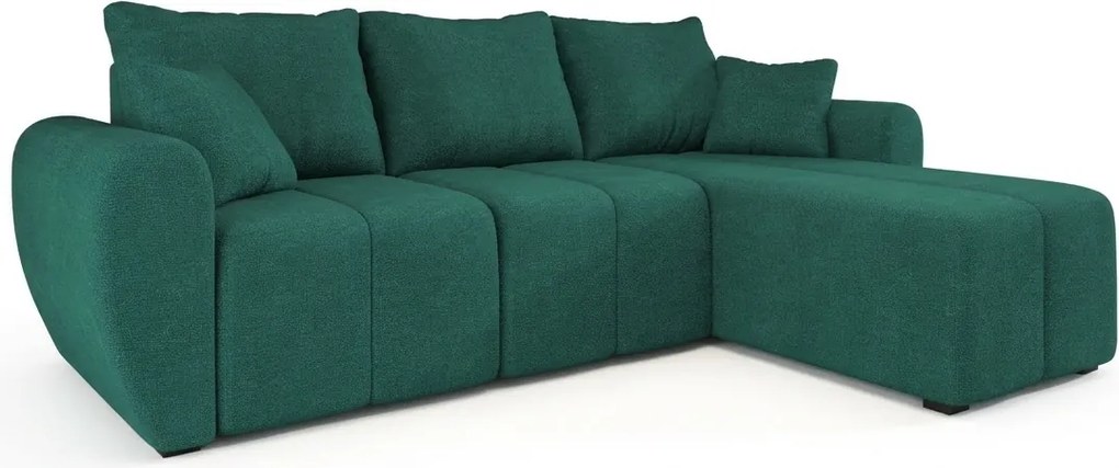 PROMOCJA Rozkładany dwustronny narożnik do L SEVIO 246x145 cm, butelkowa zieleń + 2 poduszki GRATIS II jakość