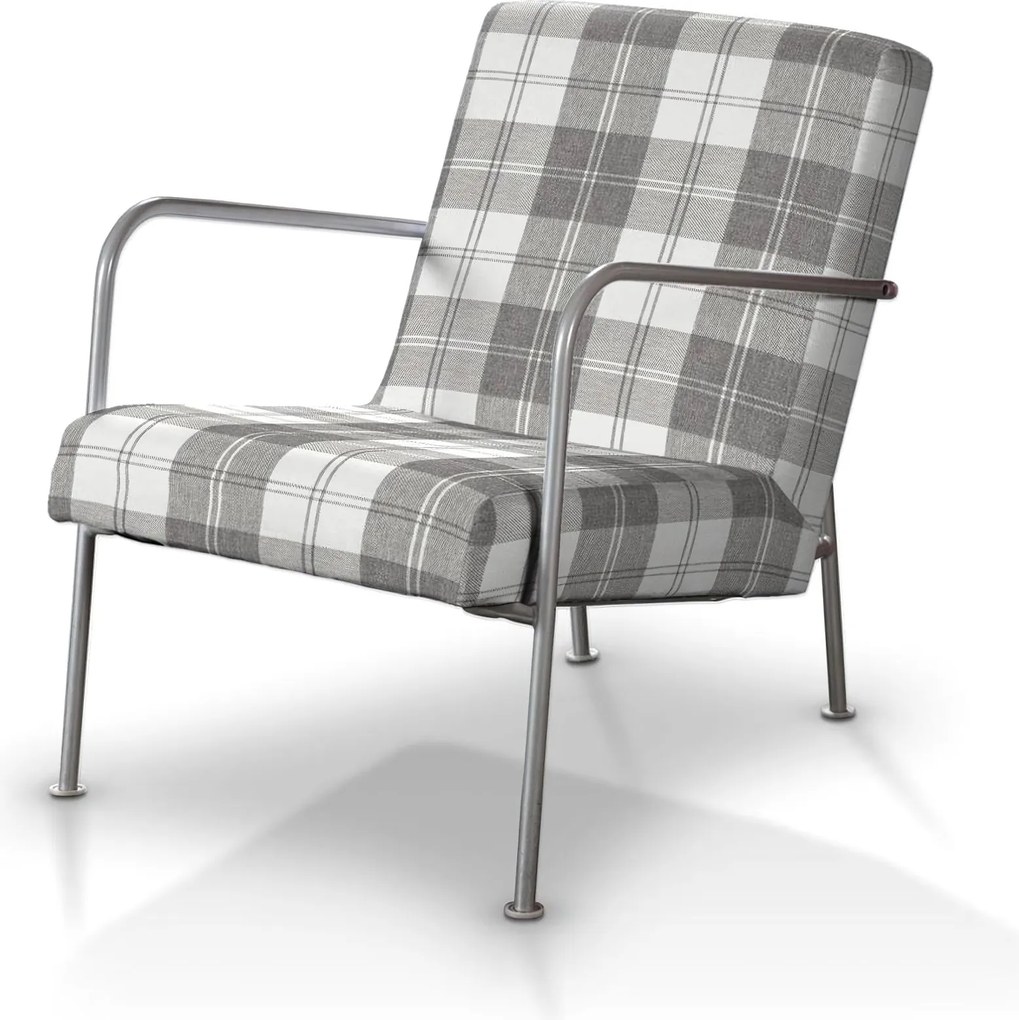Pokrowiec na fotel Ikea PS kolor szary tkanina strukturalna, wzorzysta