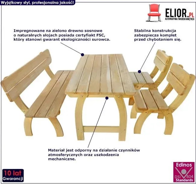 Zestaw drewnianych mebli ogrodowych Hakodi 2X - brązowy