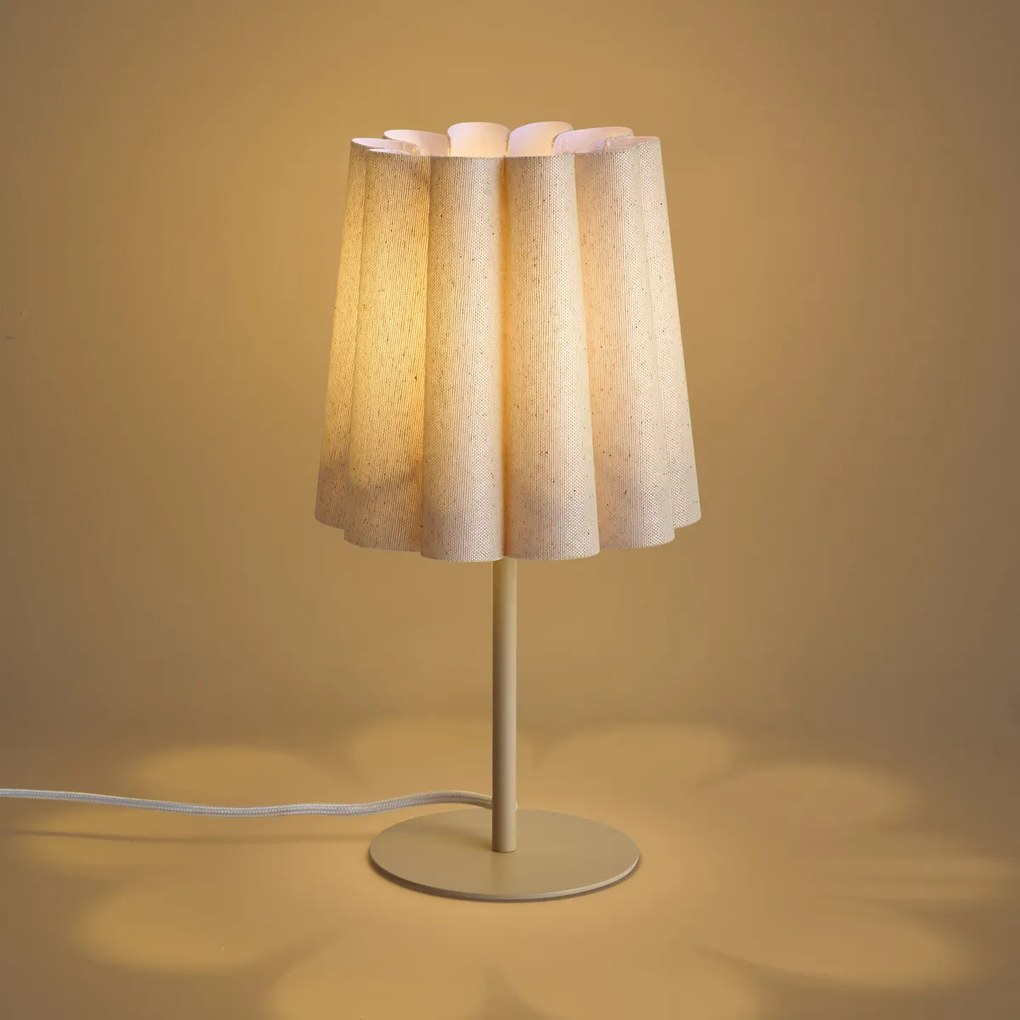 Lampa stołowa Japandi beżowa z abażurem z tkaniny 35 cm - Jenni