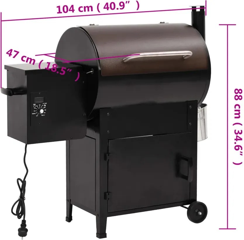 Grill na pellet z kominem czarny 104 cm B8-N99
