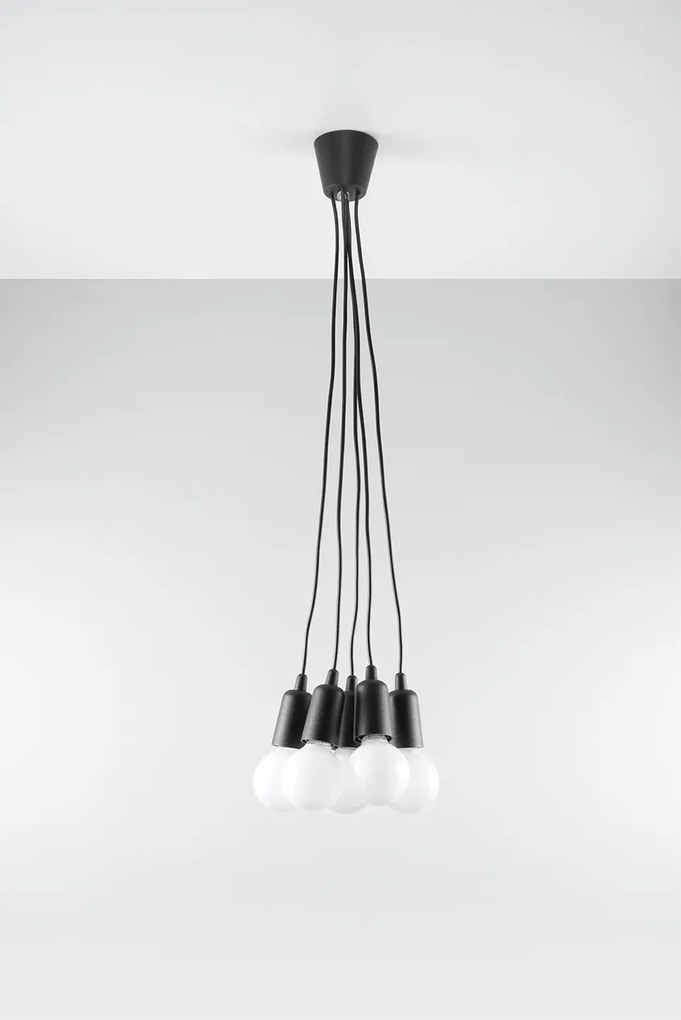 Czarna industrialna lampa wisząca - 3X EX543 B4-A77