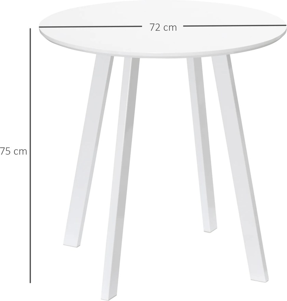 HOMCOM Stół kuchenny biały dla 2 osób nowoczesny z wysokim połyskiem kompaktowy 72x72x75 cm | Aosom PL